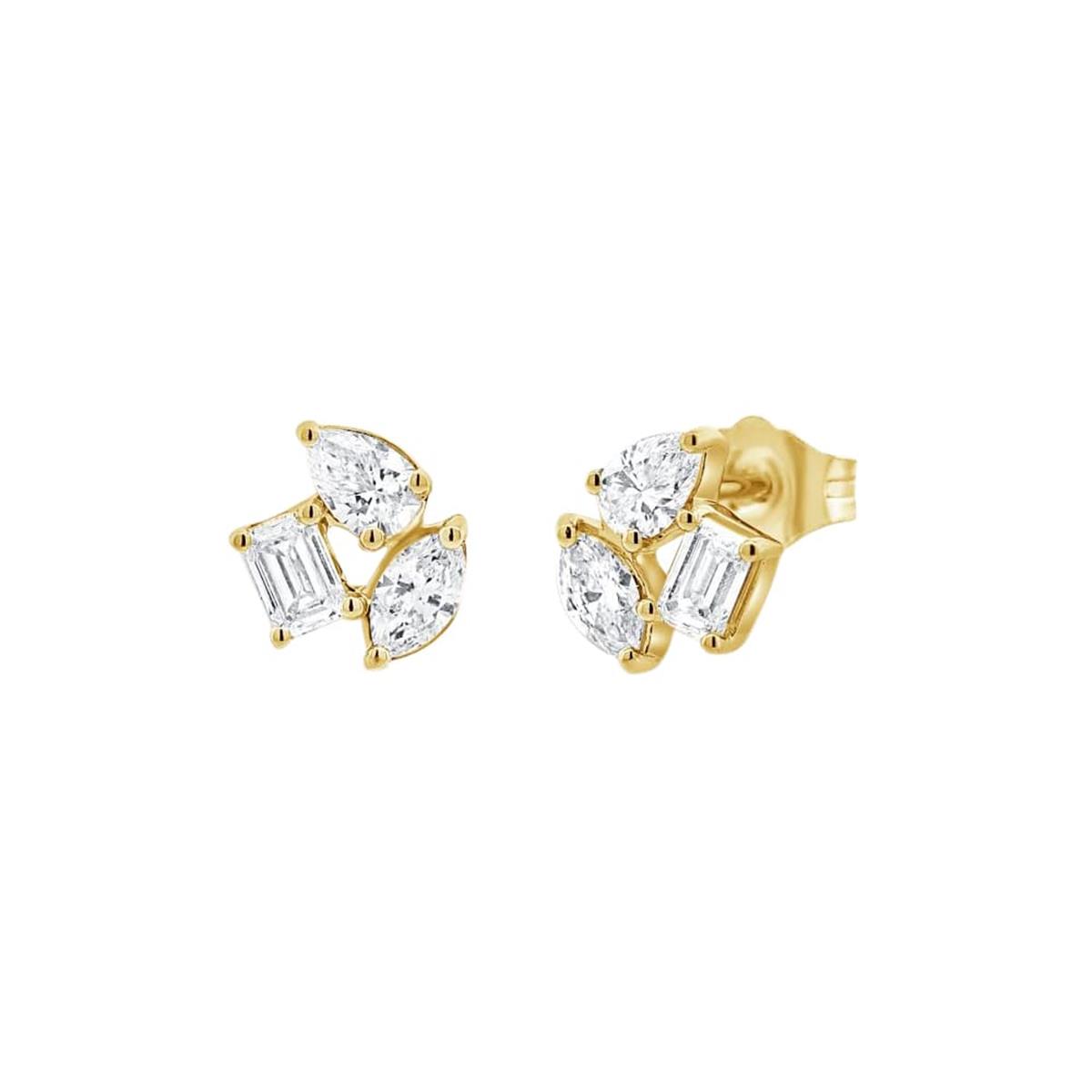 London Collection 14k Mixed Shape Diamond Stud Earrings