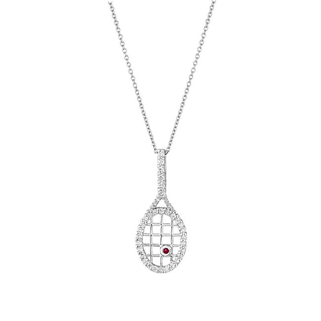 Roberto Coin Tiny Treasures 18k White Gold Diamond Tennis Racquet Necklace