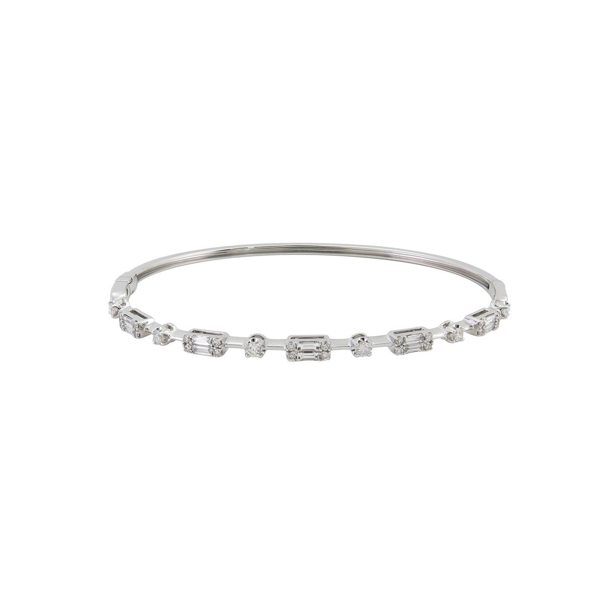 London Collection 18k Gold Tapered and Round Diamond Bangle Bracelet