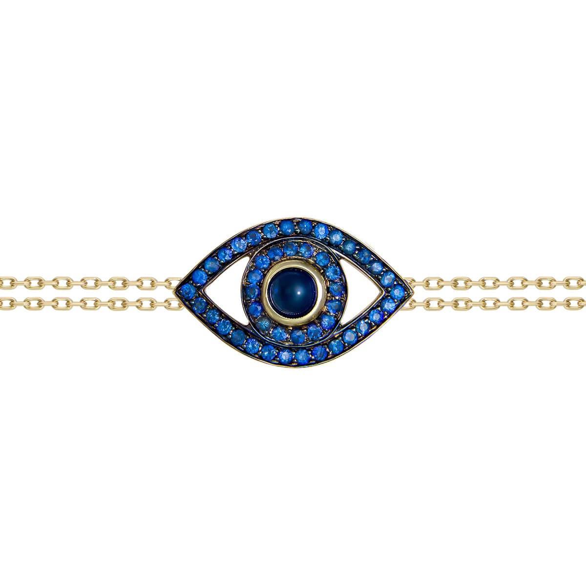 Netali Nissim Protected 18k Yellow Gold Blue Sapphire and Quartz Eye Bracelet