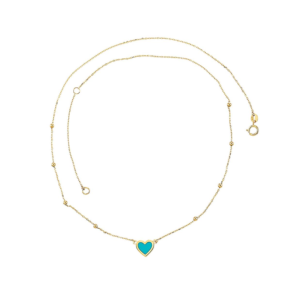 London Collection 14k Turquoise Heart Pendant Necklace