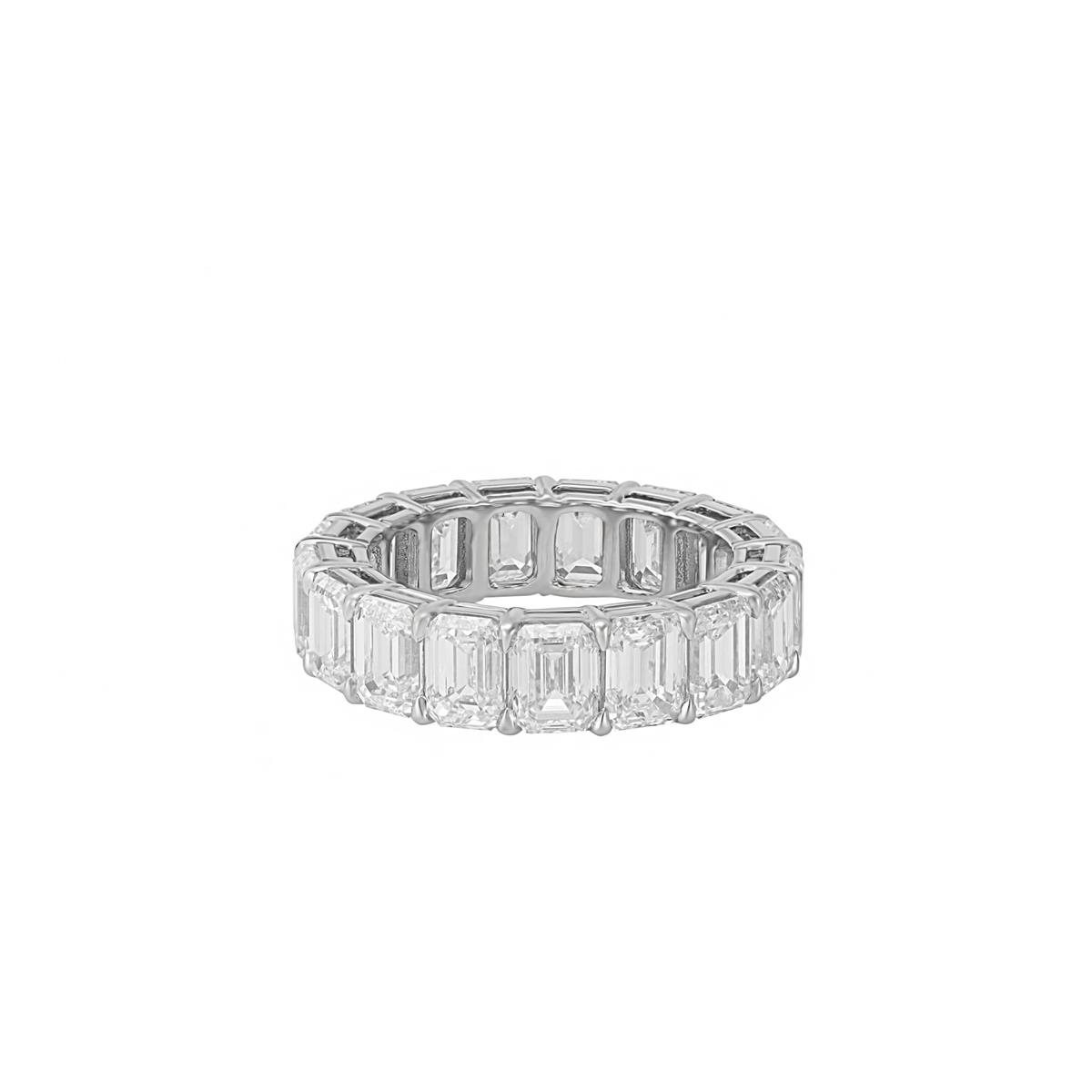 London Collection Platinum 17 Emerald Cut Diamond Eternity Band