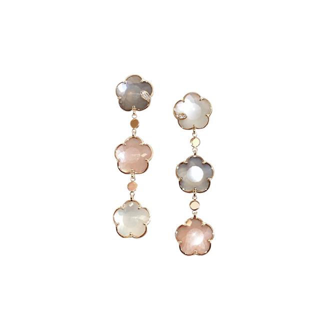 Pasquale Bruni Ton Joli 18k Rose Gold Mixed Moonstone and Diamond Earrings