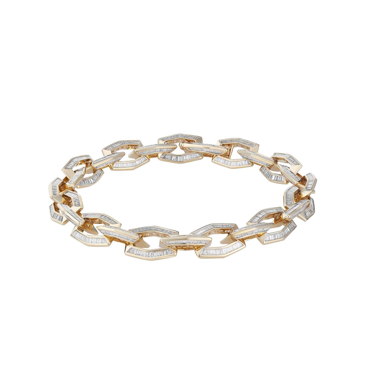 London Collection 18k Gold Baguette Diamond Link Bracelet