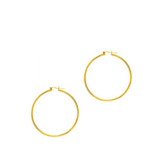 London Collection 14k Yellow Gold Polished Hoop Earrings 2.0 X 55mm