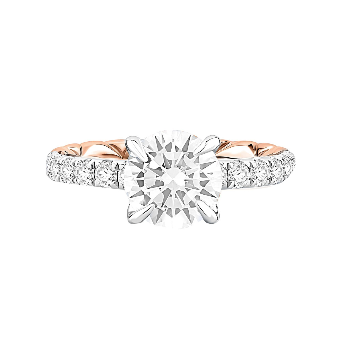 A.Jaffe Modern Royals Two Tone Duchess Round Diamond Engagement Ring