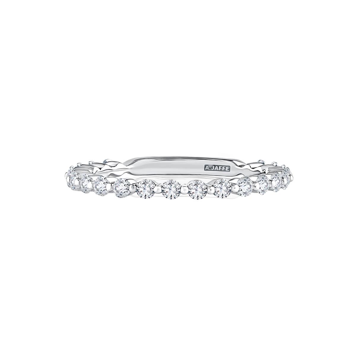 A.Jaffe White Gold Single Prong Diamond Wedding Band