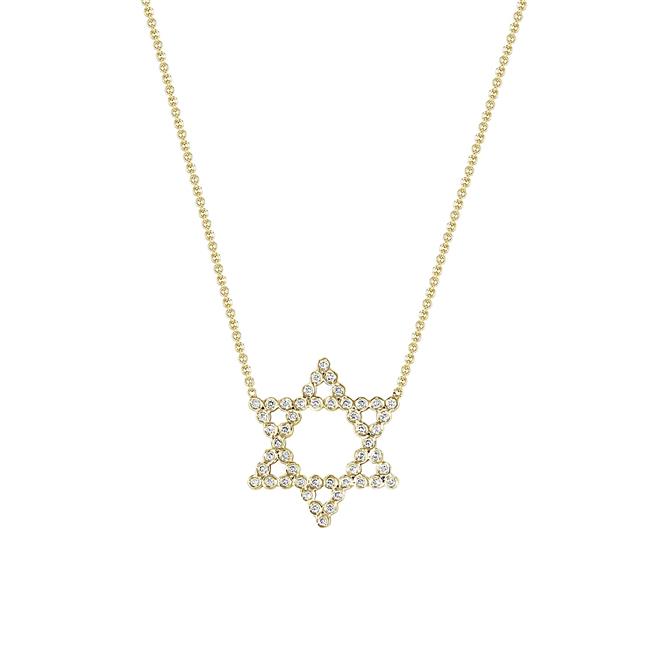 Zoe Chicco 14k Yellow Gold Star of David Bezel Diamond Necklace