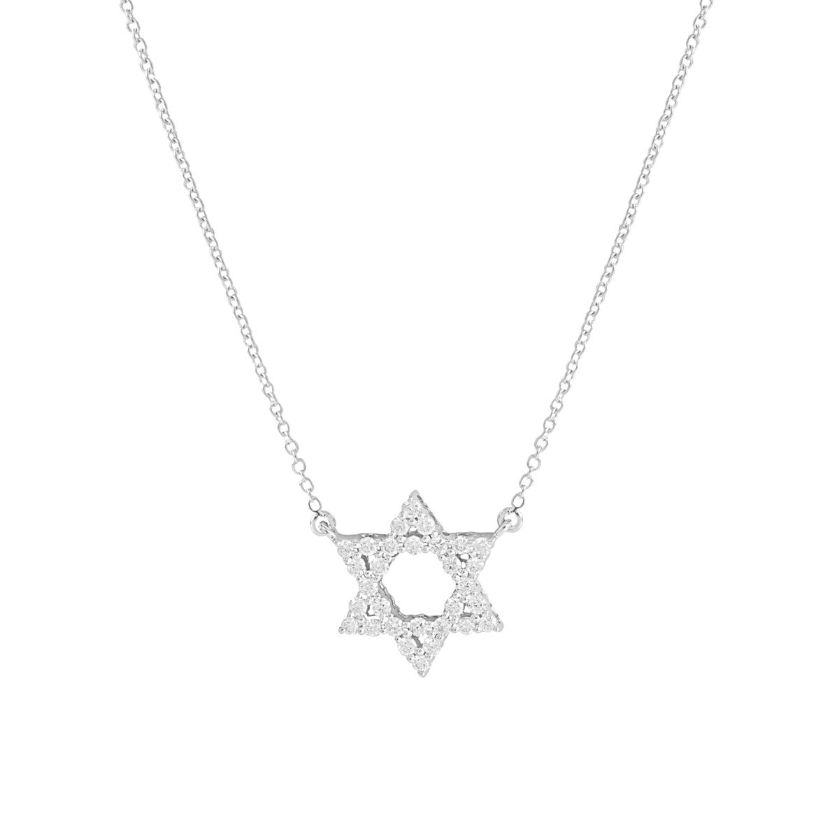 London Collection 14k Star of David Diamond Pendant Necklace