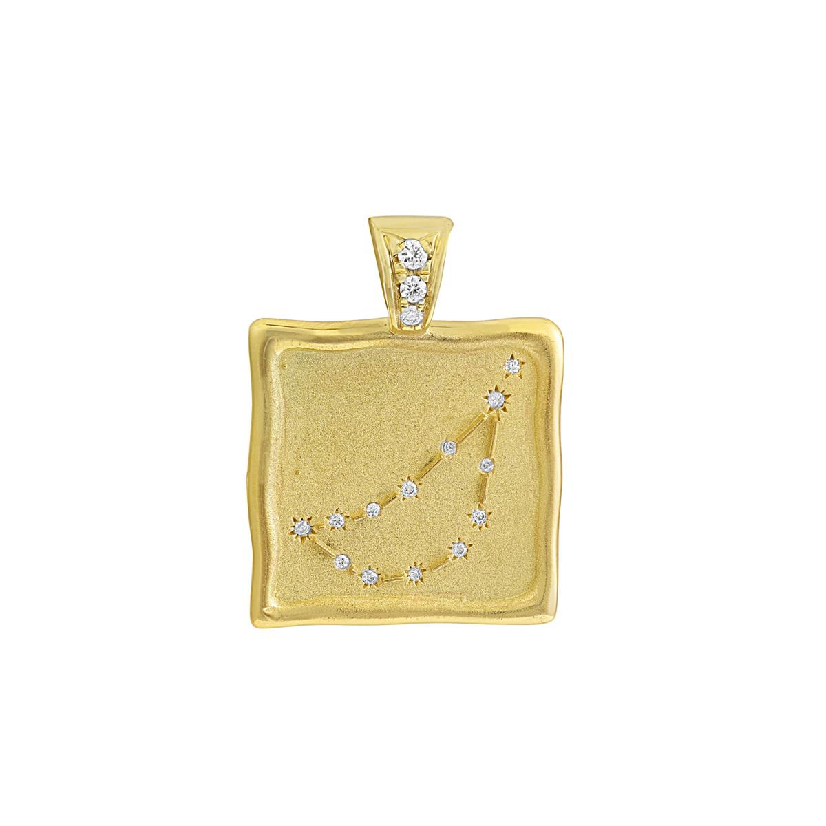 The Crown Collection 18k Yellow Gold Diamond Capricorn Constellation Zodiac Charm Pendant