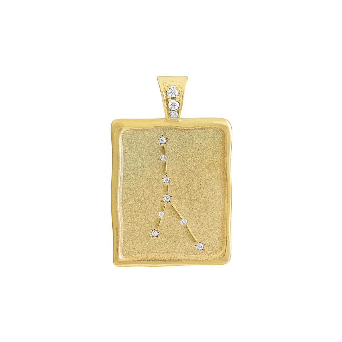 The Crown Collection 18k Yellow Gold Diamond Cancer Constellation Zodiac Charm Pendant