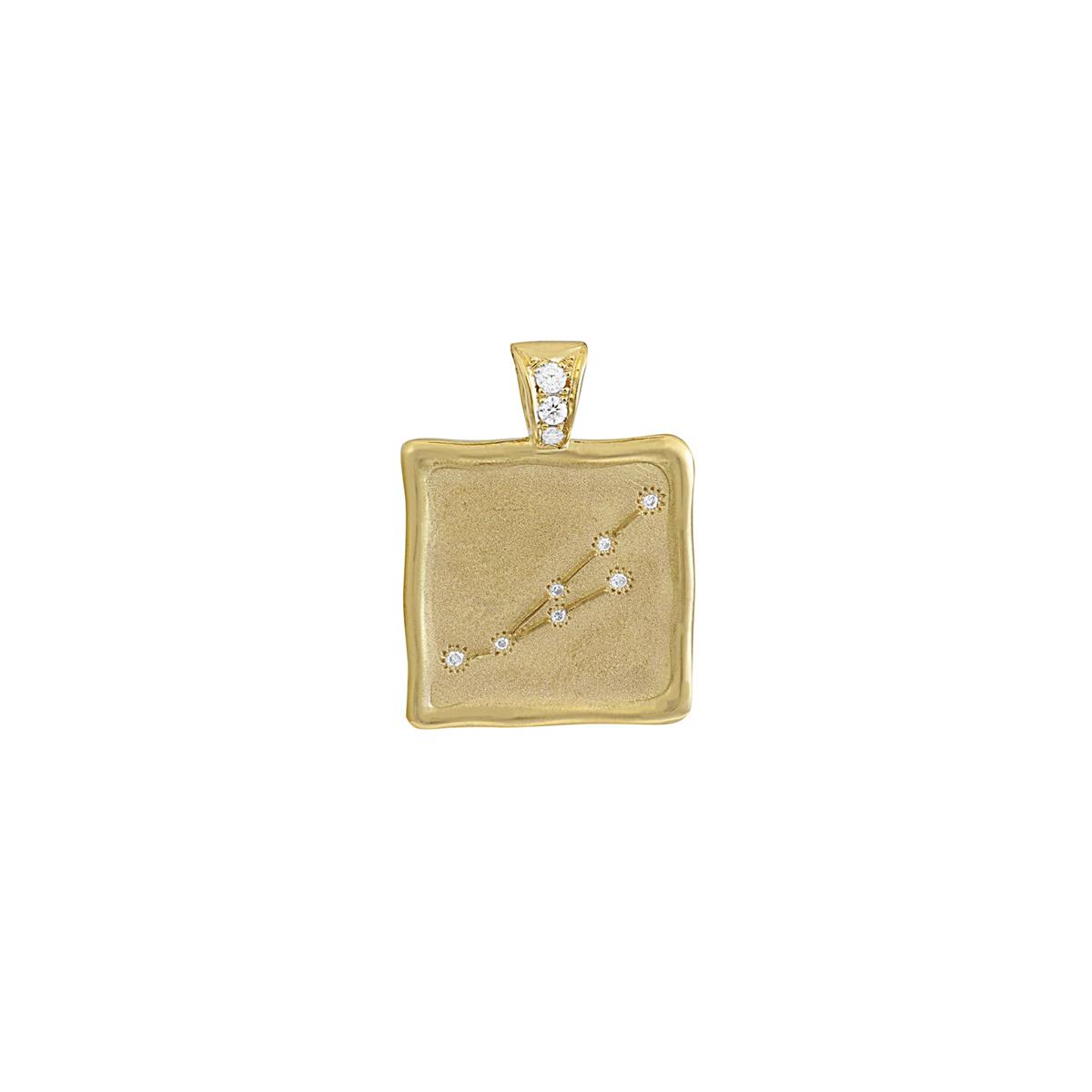 The Crown Collection 18k Yellow Gold Diamond Aries Constellation Zodiac Charm Pendant