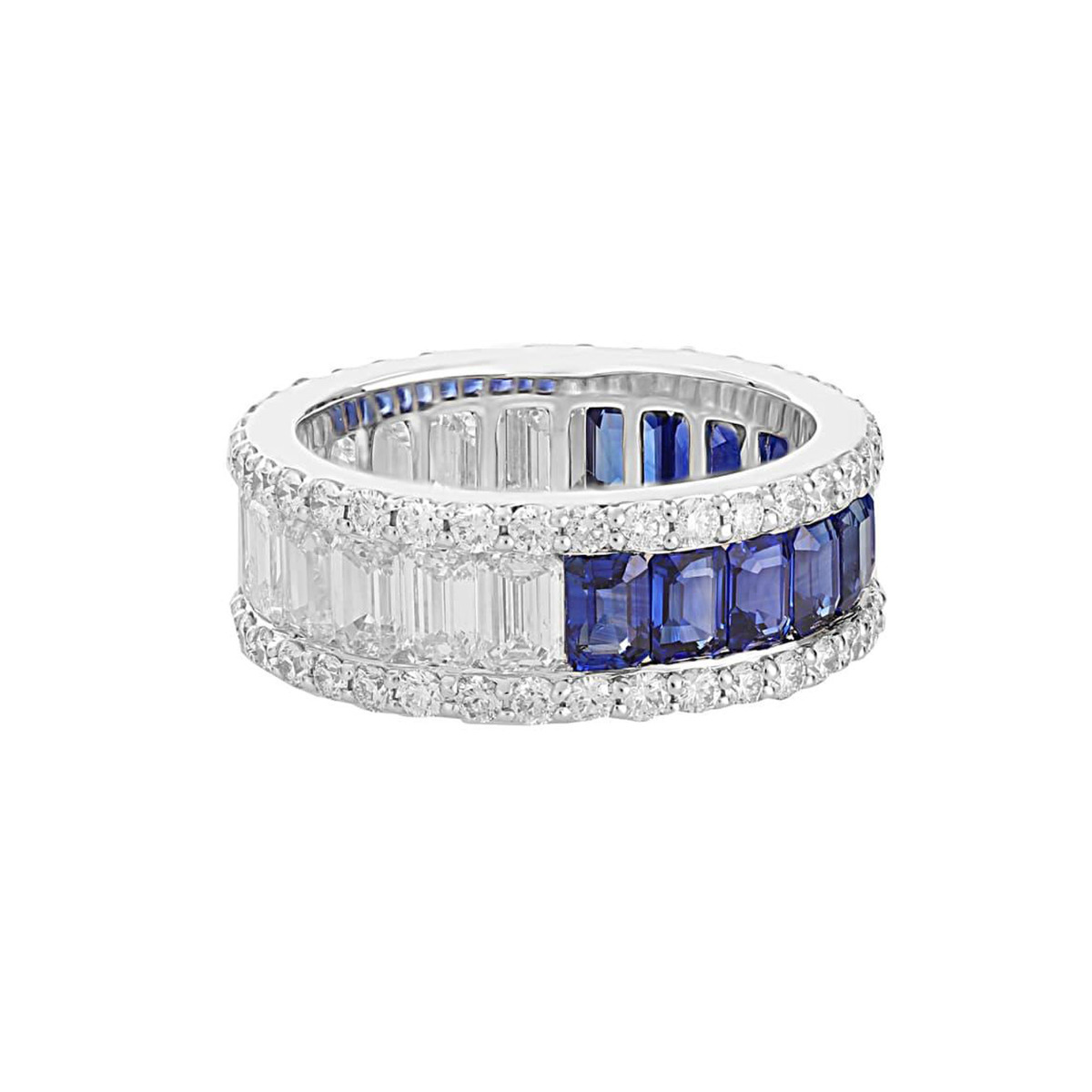 London Collection 18k Diamond and Blue Sapphire Eternity Band