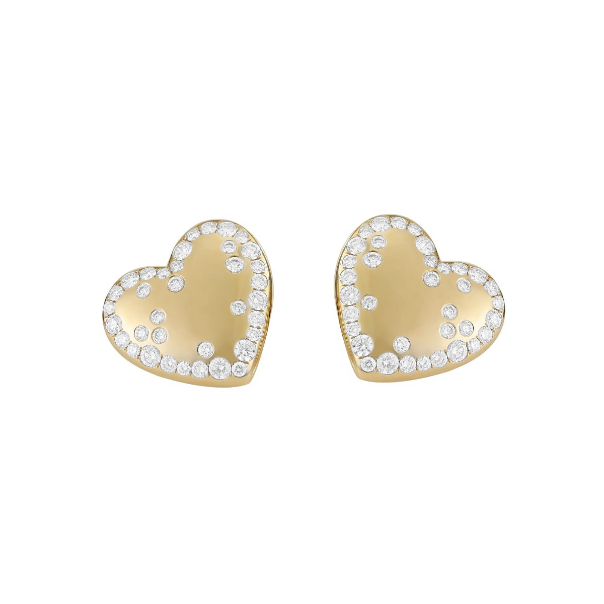 London Collection 18k Scattered Diamond Heart Stud Earrings