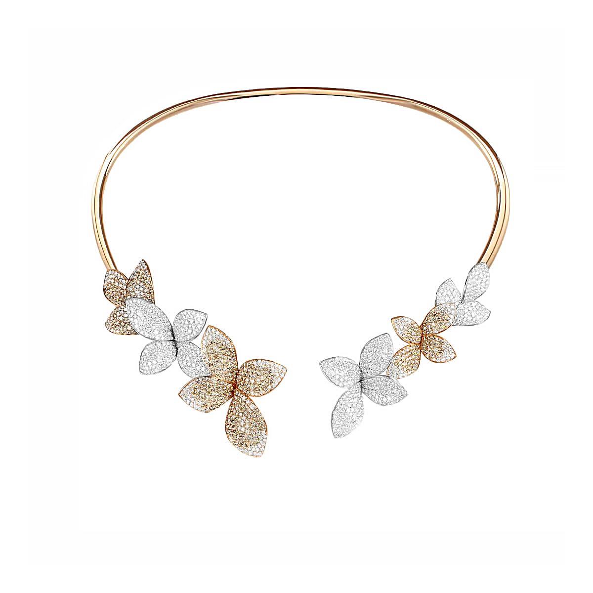 Pasquale Bruni Giardini Segreti 18k White and Rose Gold Flower Collar Necklace