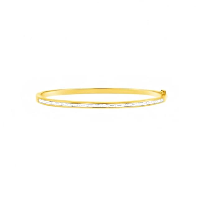 London Collection 14k Yellow Gold Baguette Diamond Bangle