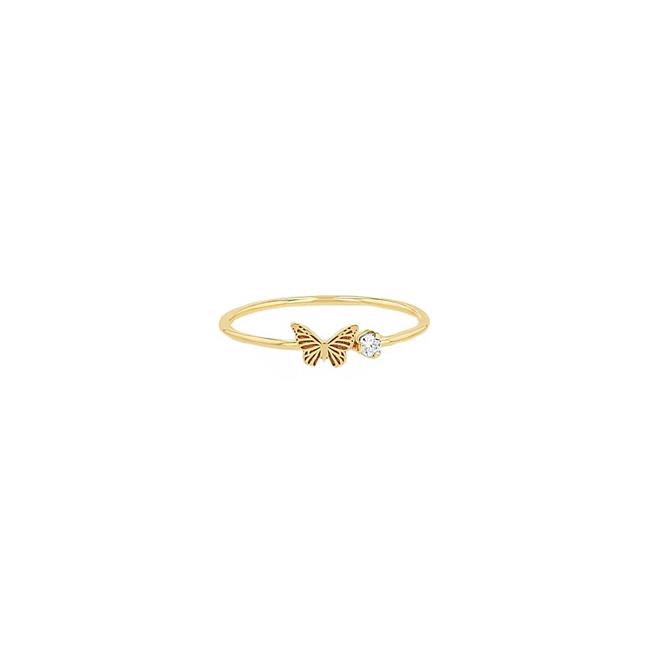 Zoe Chicco 14k Yellow Gold Diamond Butterfly Ring