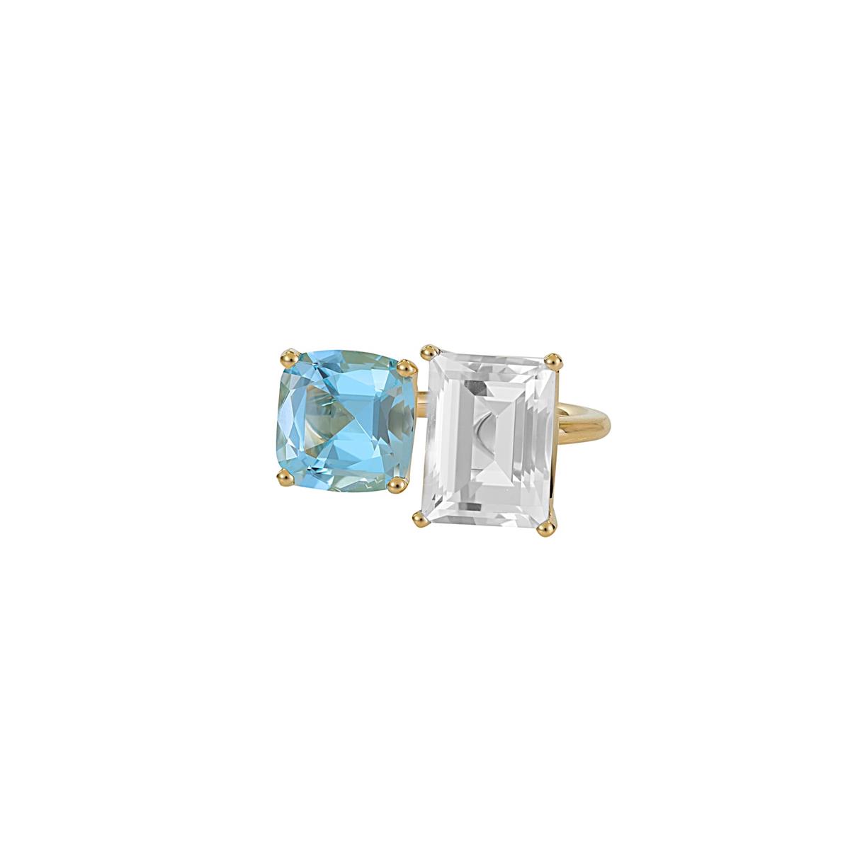 Jane Taylor Bold 14k 2 Stone Topaz Ring