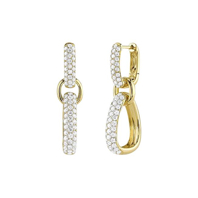 London Collection 14k Gold Pave Diamond Link Earrings