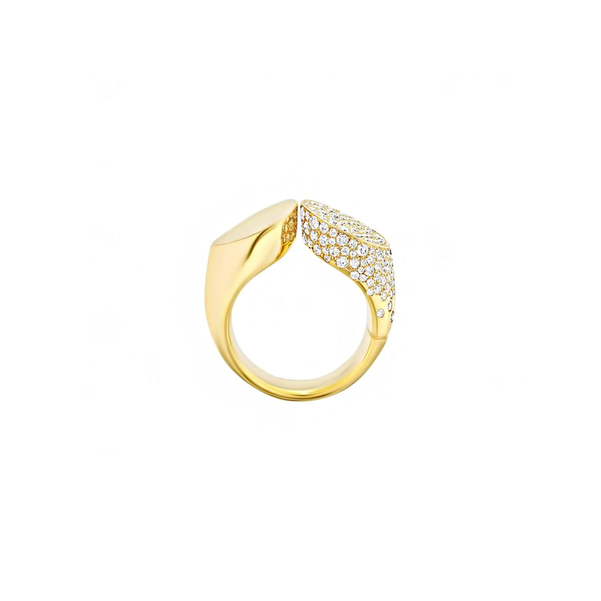 Tabayer Oera 18k Yellow Gold Pave Diamond Slanted Ring