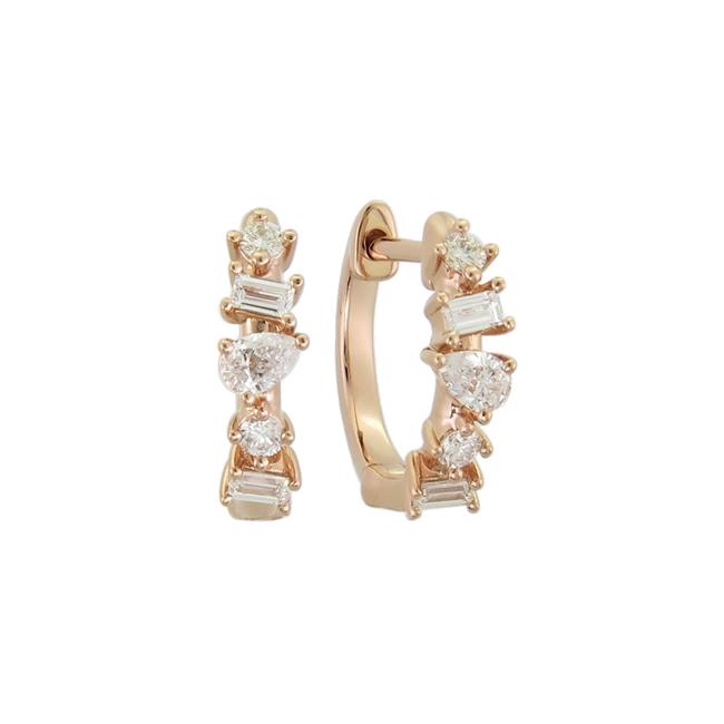 London Collection 18k Gold Mixed Shape Diamond Huggie Earrings