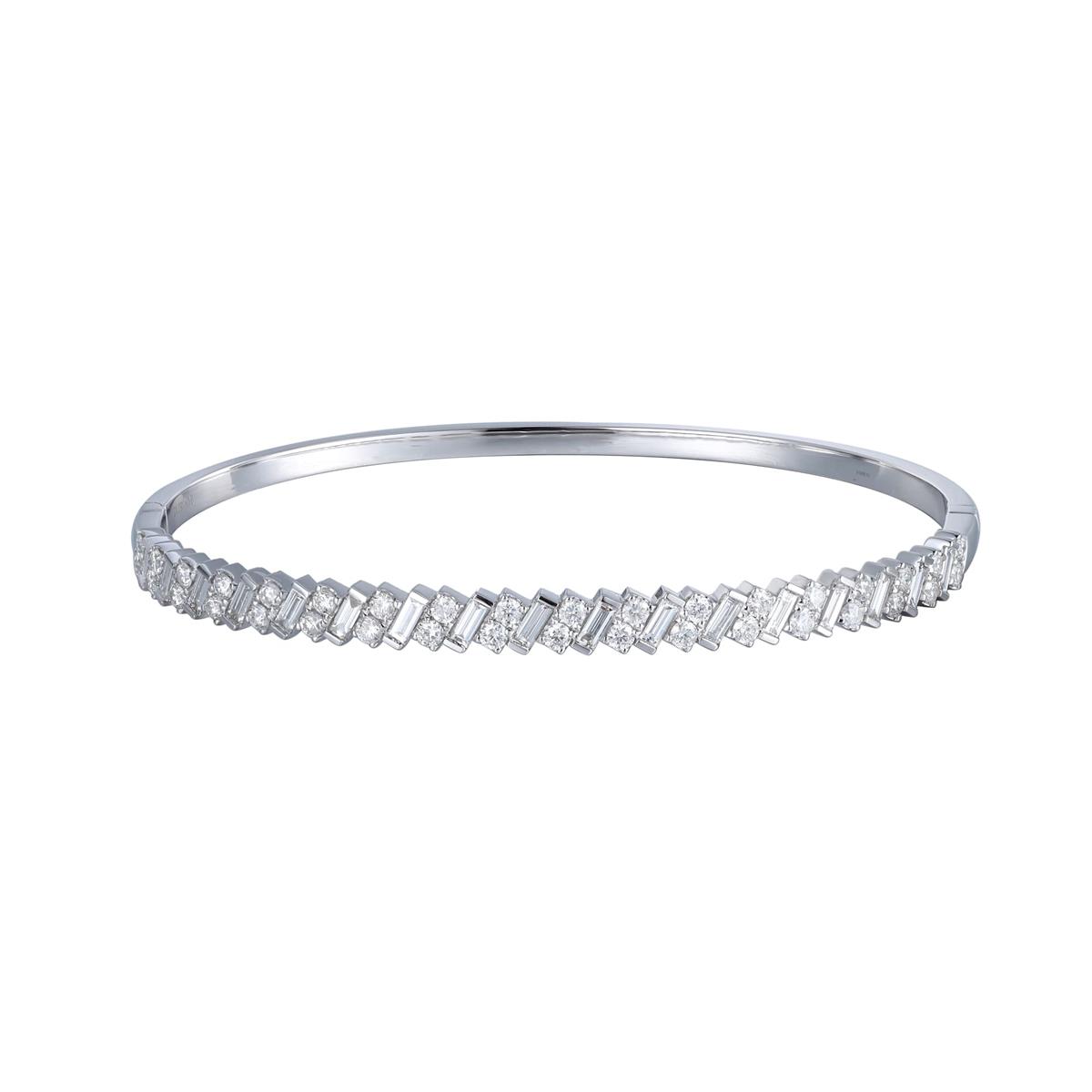 London Collection 18k White Gold Mixed Shape Diamond Bangle Bracelet