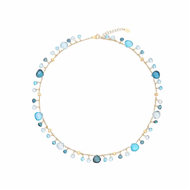 Marco Bicego Paradise Alta 18k Yellow Gold Blue Topaz Single Strand Necklace