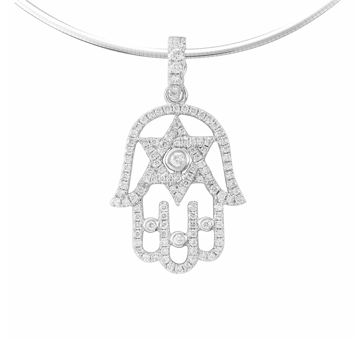 London Collection 18k Gold Hamsa Star of David Diamond Pendant