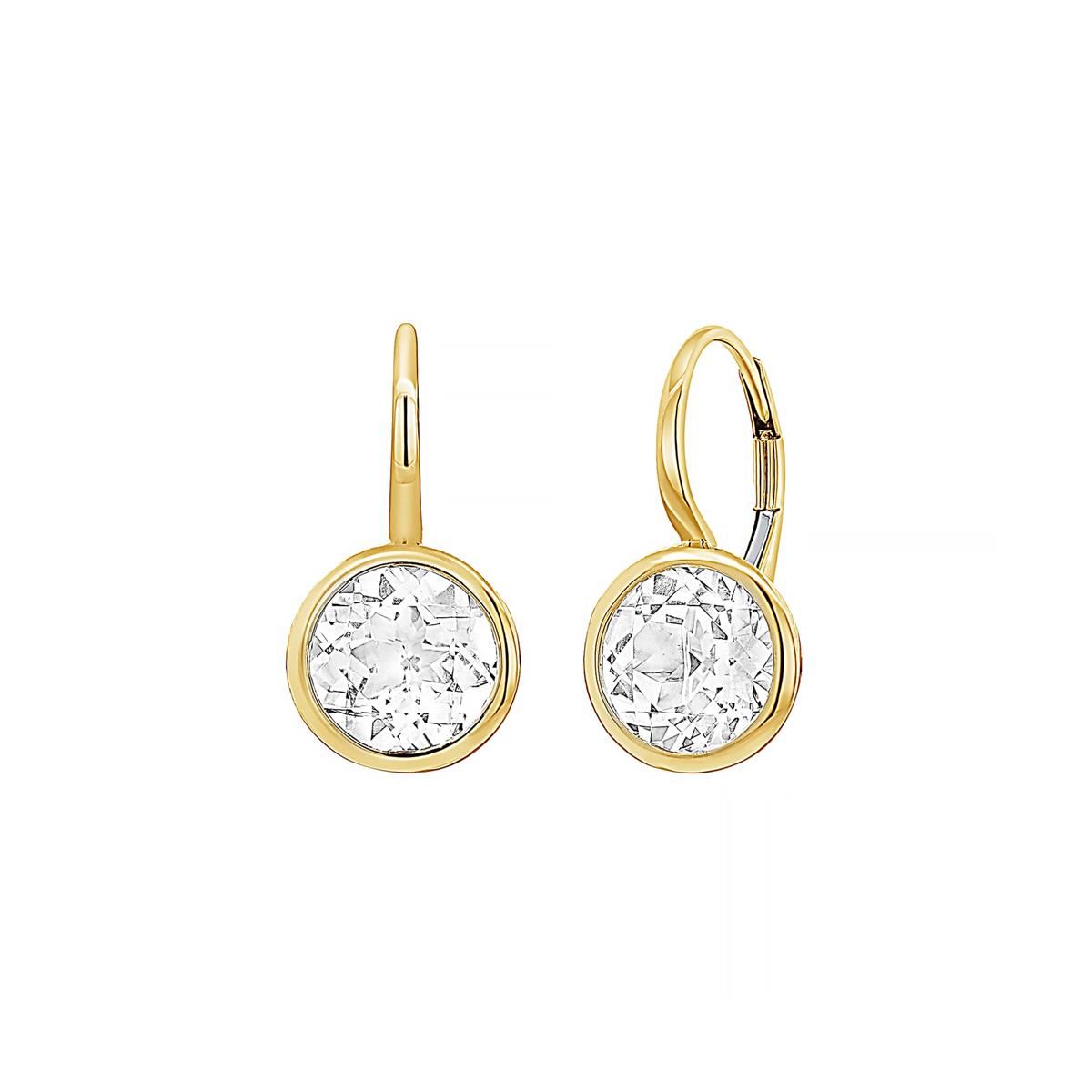 London Collection Round White Topaz Drop Earrings