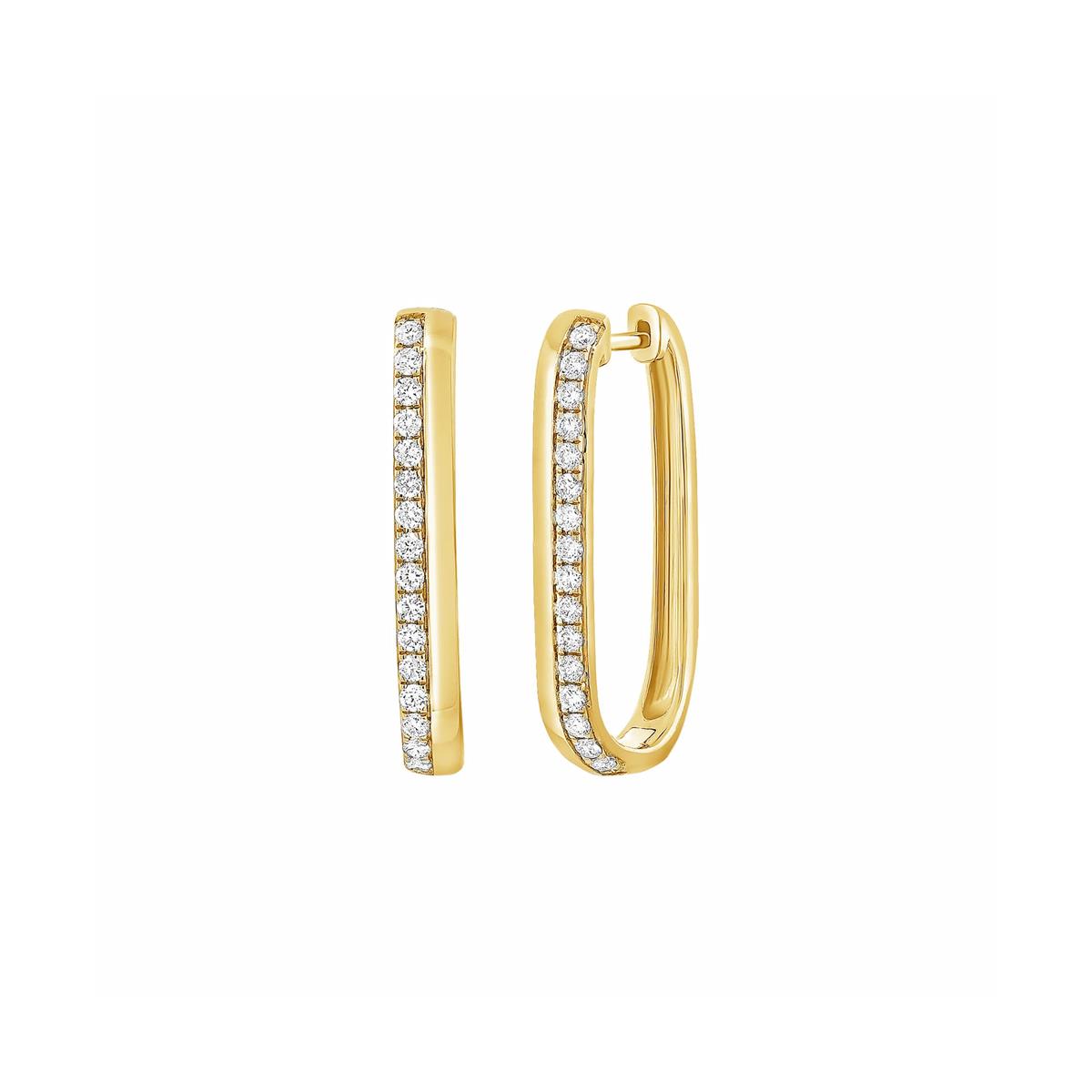 London Collection 14k Rectangle Diamond Hoop Earrings