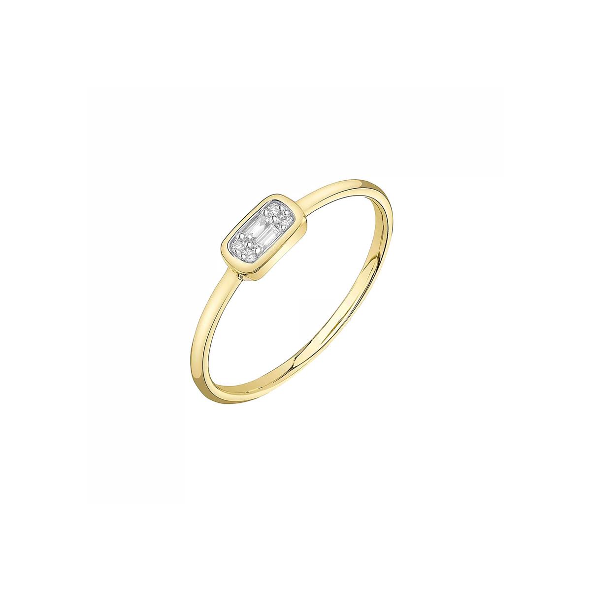 London Collection 14k Baguette and Round Diamond Ring