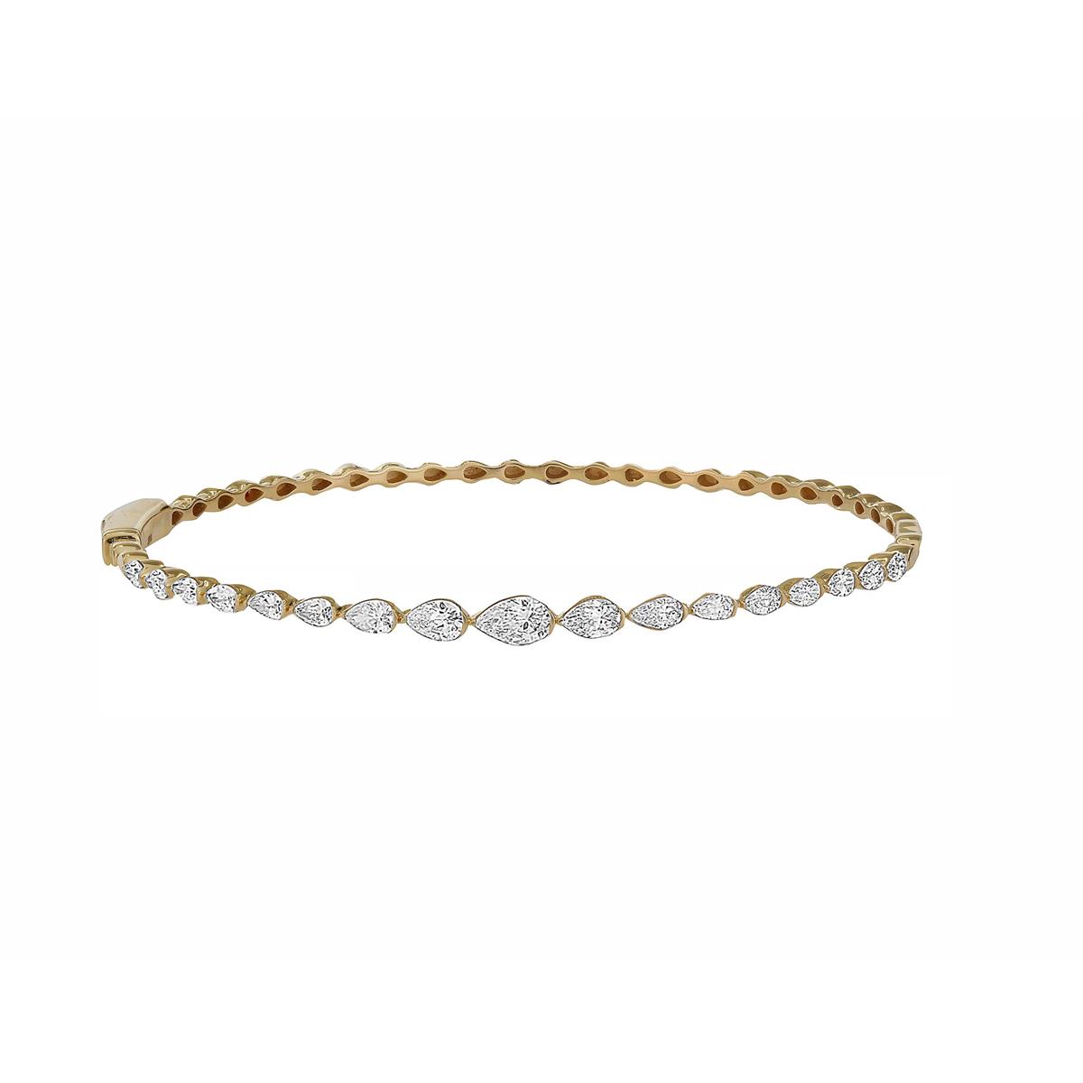 London Collection 14k Graduating Pear Shape Diamond Bangle