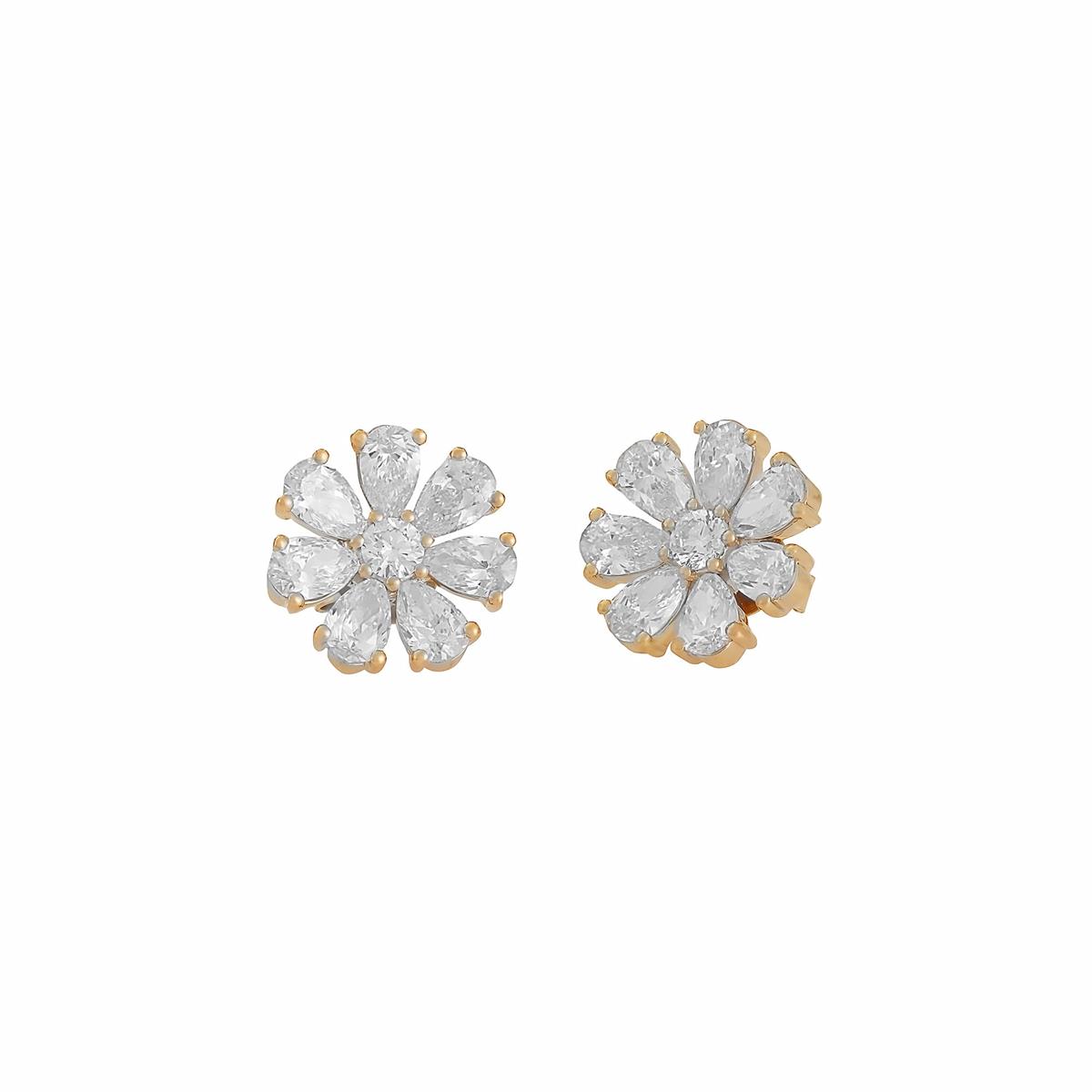 London Collection Yellow Gold Diamond Flower Earrings