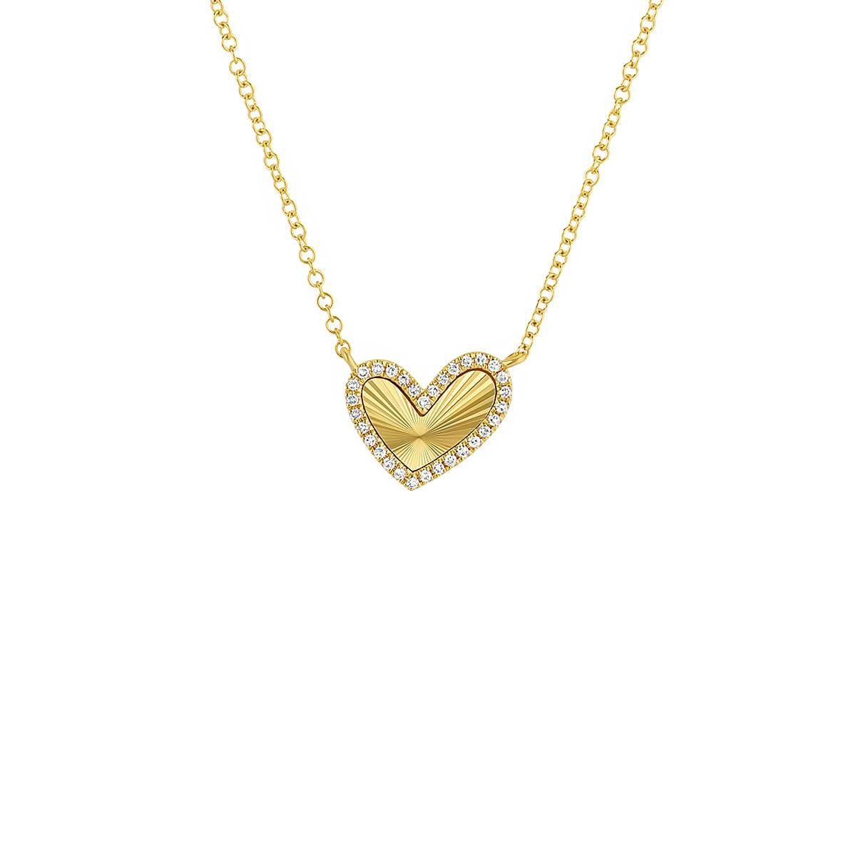 London Collection 14k Yellow Gold Diamond Asymmetric Heart Necklace