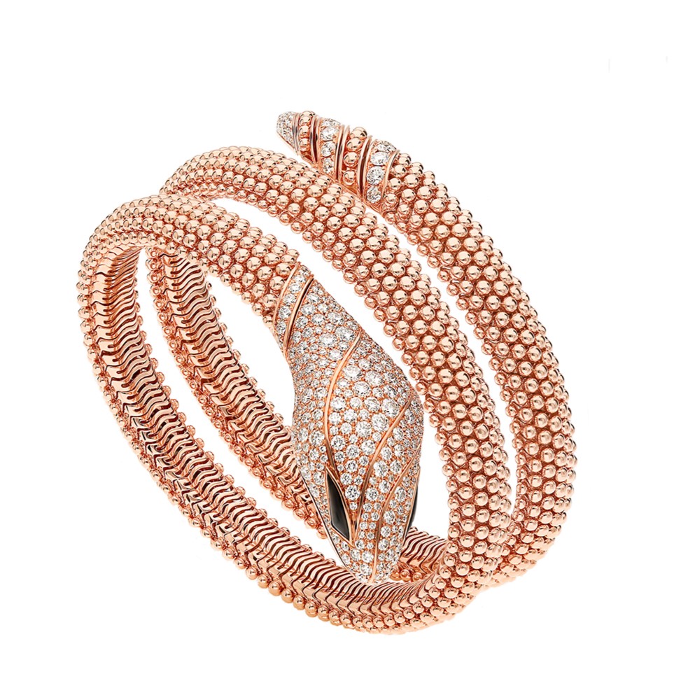 Bvlgari Serpenti 18k Rose Gold Pave Diamond Wrap Bracelet