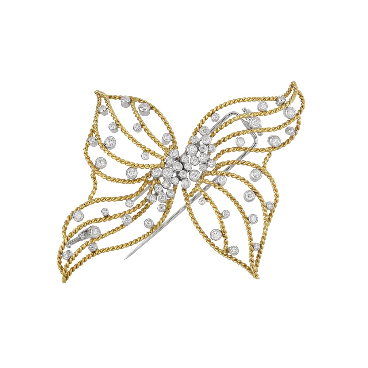 London Collection Two Tone Openwork Diamond Butterfly Brooch