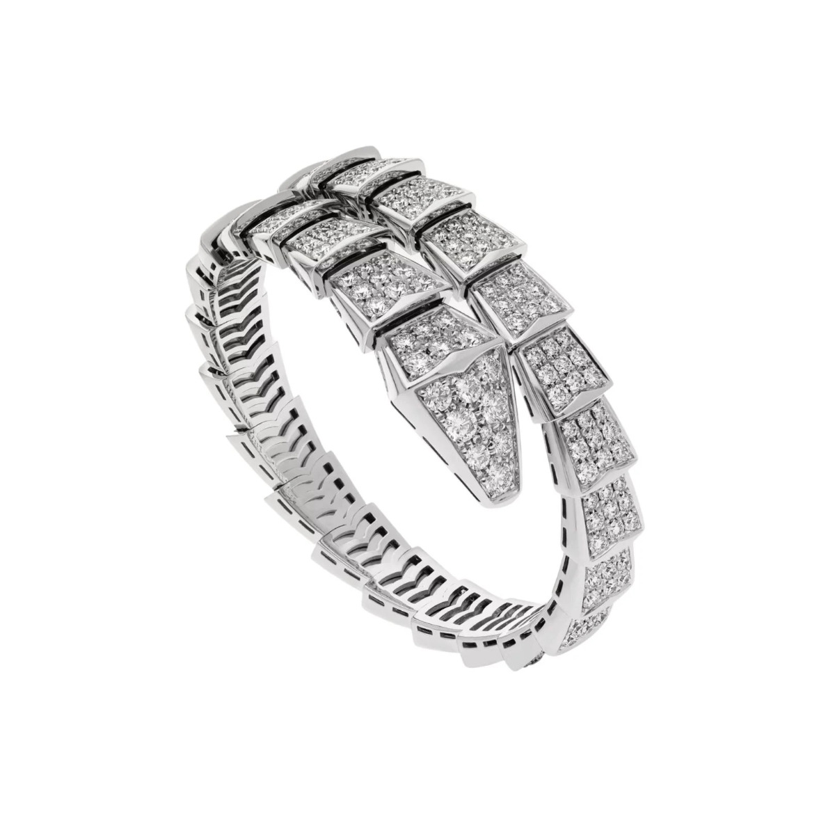 Bvlgari Serpenti Viper 18k White Gold Diamond Wrap Bracelet