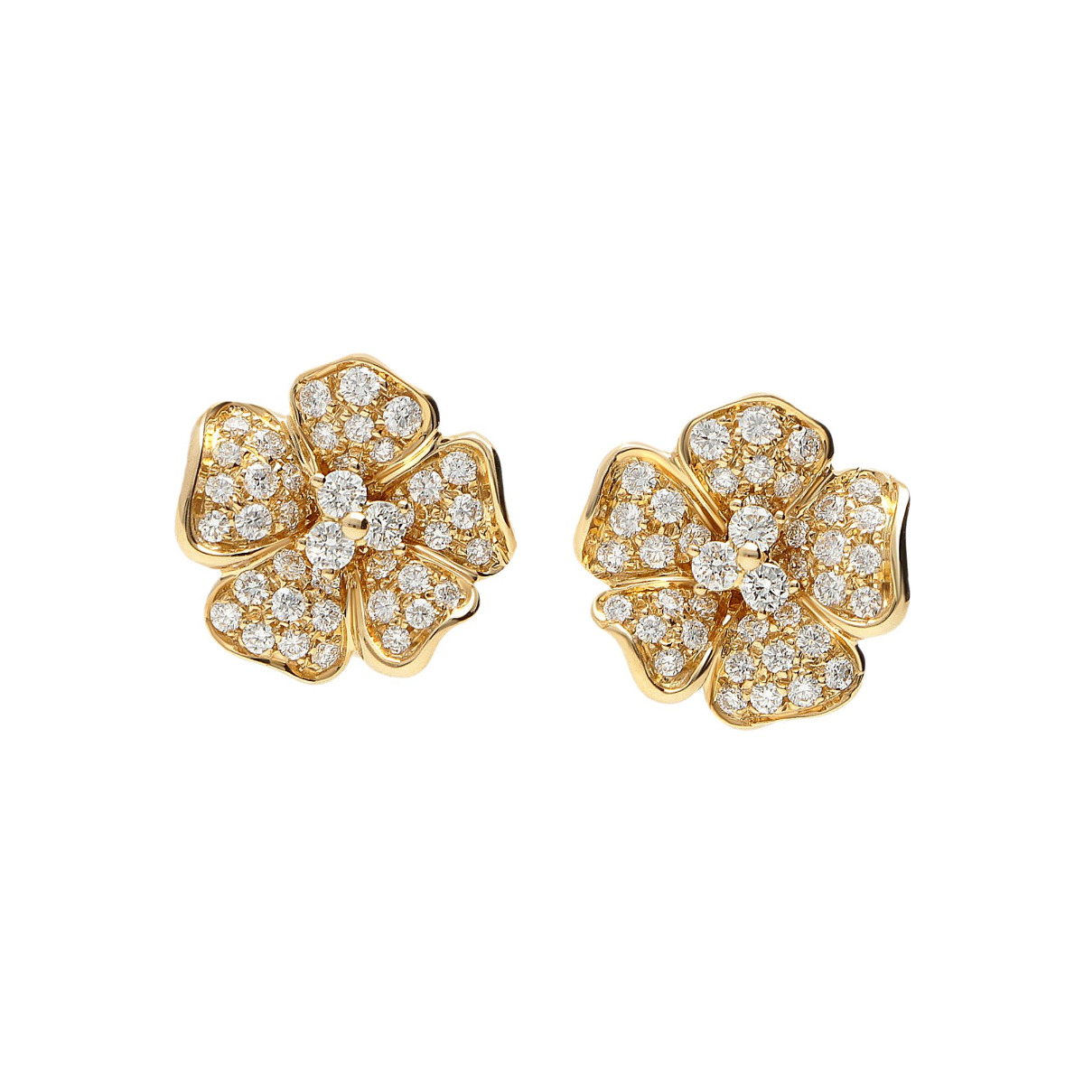 Leo Pizzo 18k Yellow Gold Diamond Flower Stud Earrings