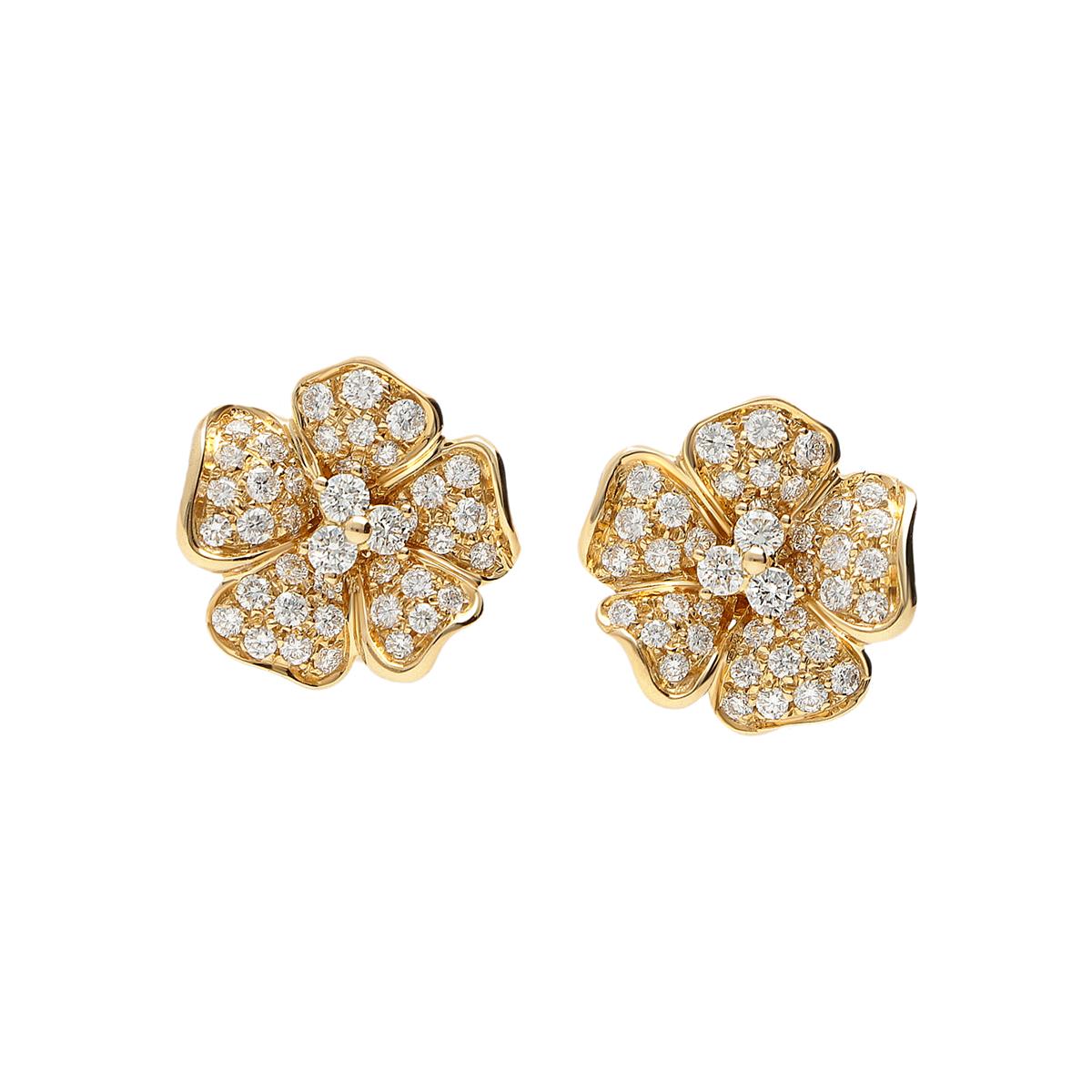 Leo Pizzo Yellow Gold Diamond Flower Studs