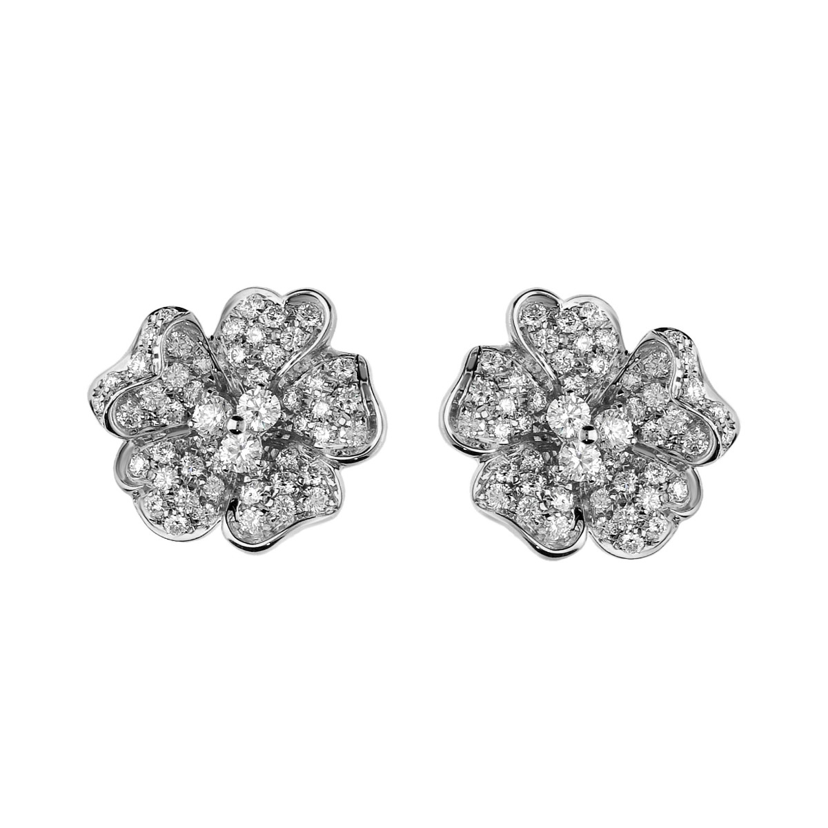 Leo Pizzo White Gold Flower Stud Earrings