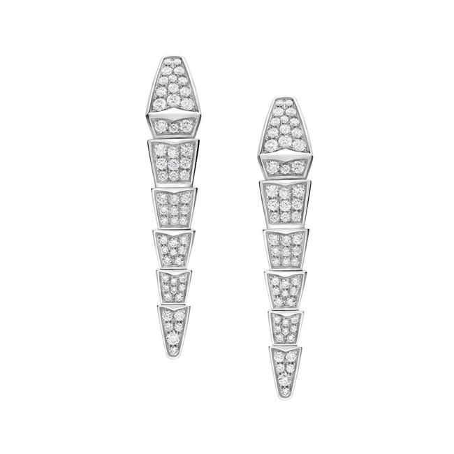 Bvlgari Serpenti Viper 18k White Gold Diamond Earrings