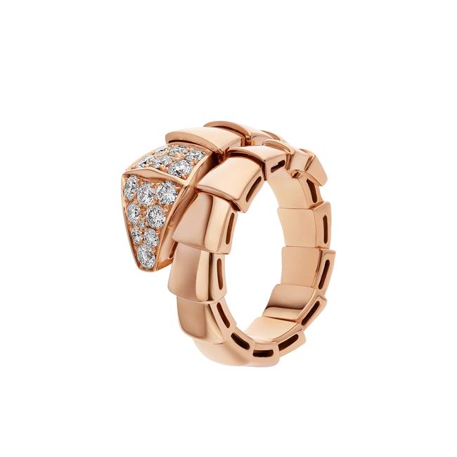 Bvlgari Serpenti Viper 18k Rose Gold Diamond Ring