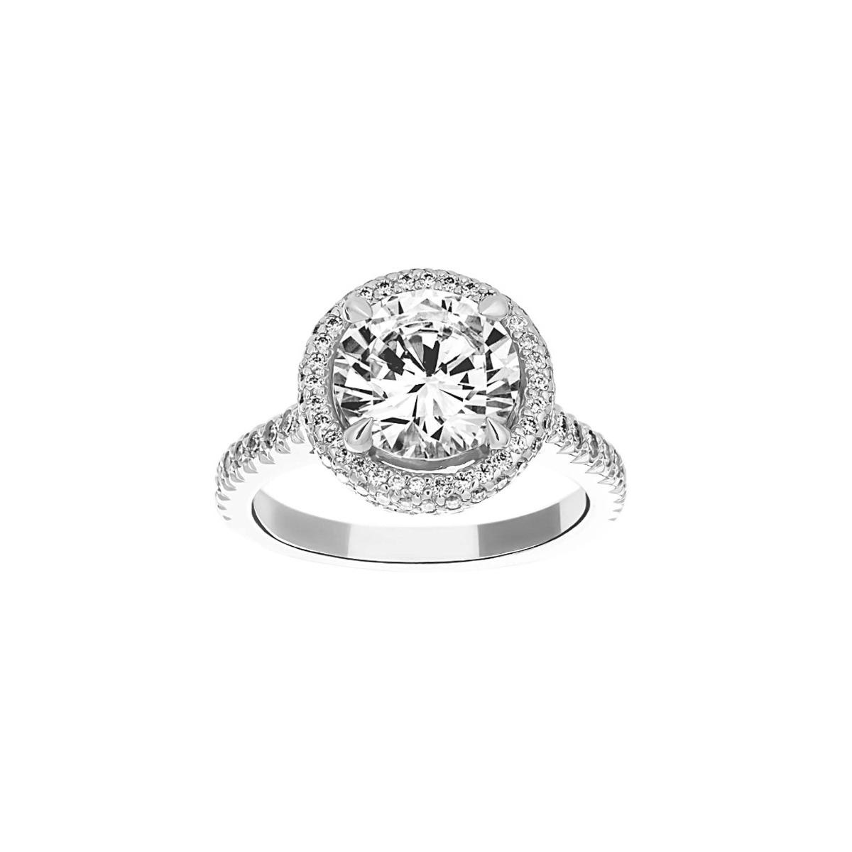 Michael B. Quintessa Round Micro-Pave Diamond Halo Engagement Ring