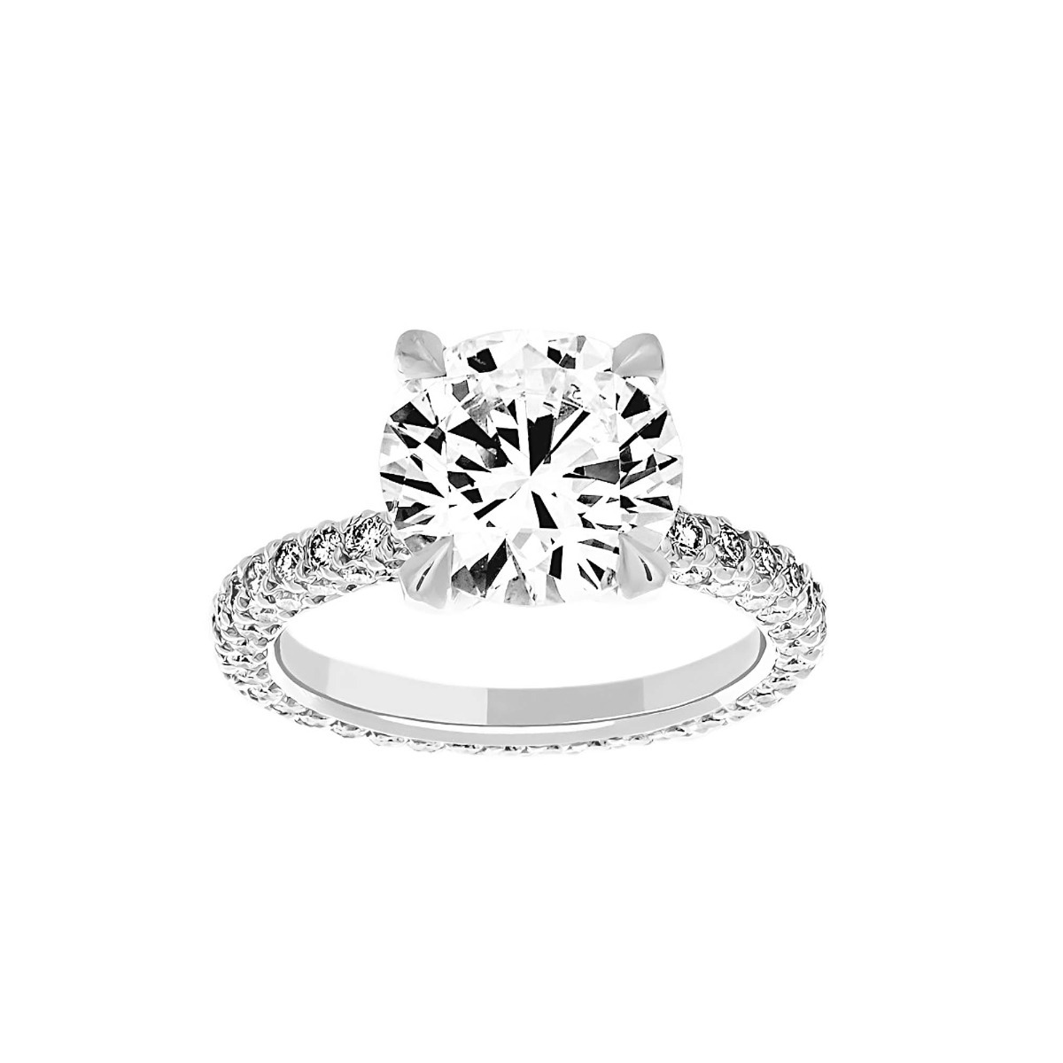 Michael B. Three Sided Pave Round Solitaire Engagement Ring