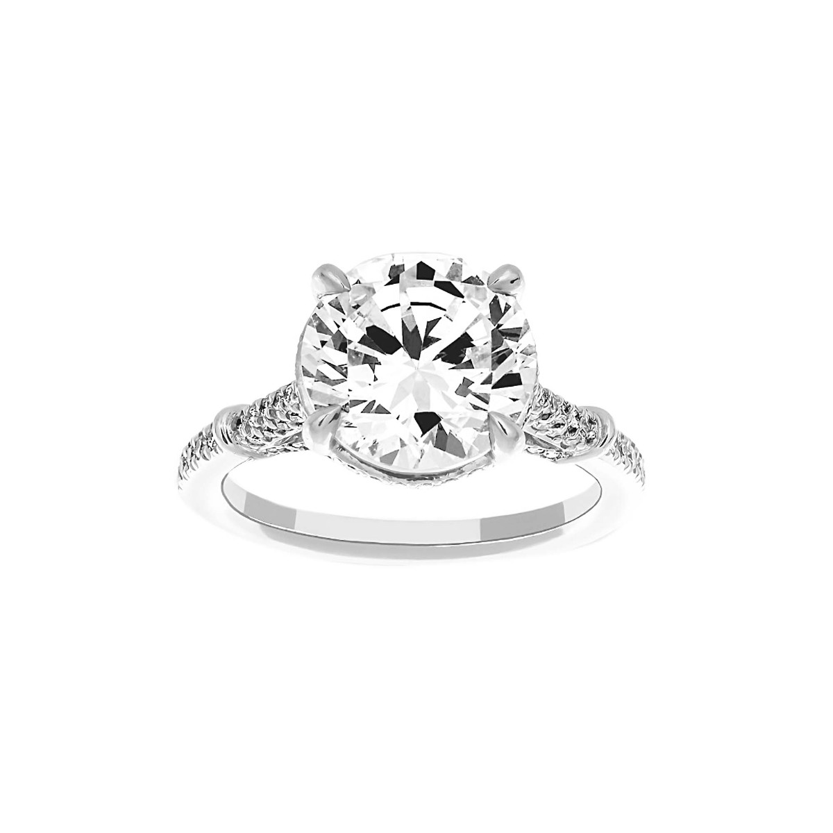 Michael B. Florence Pave Solitaire Engagement Ring