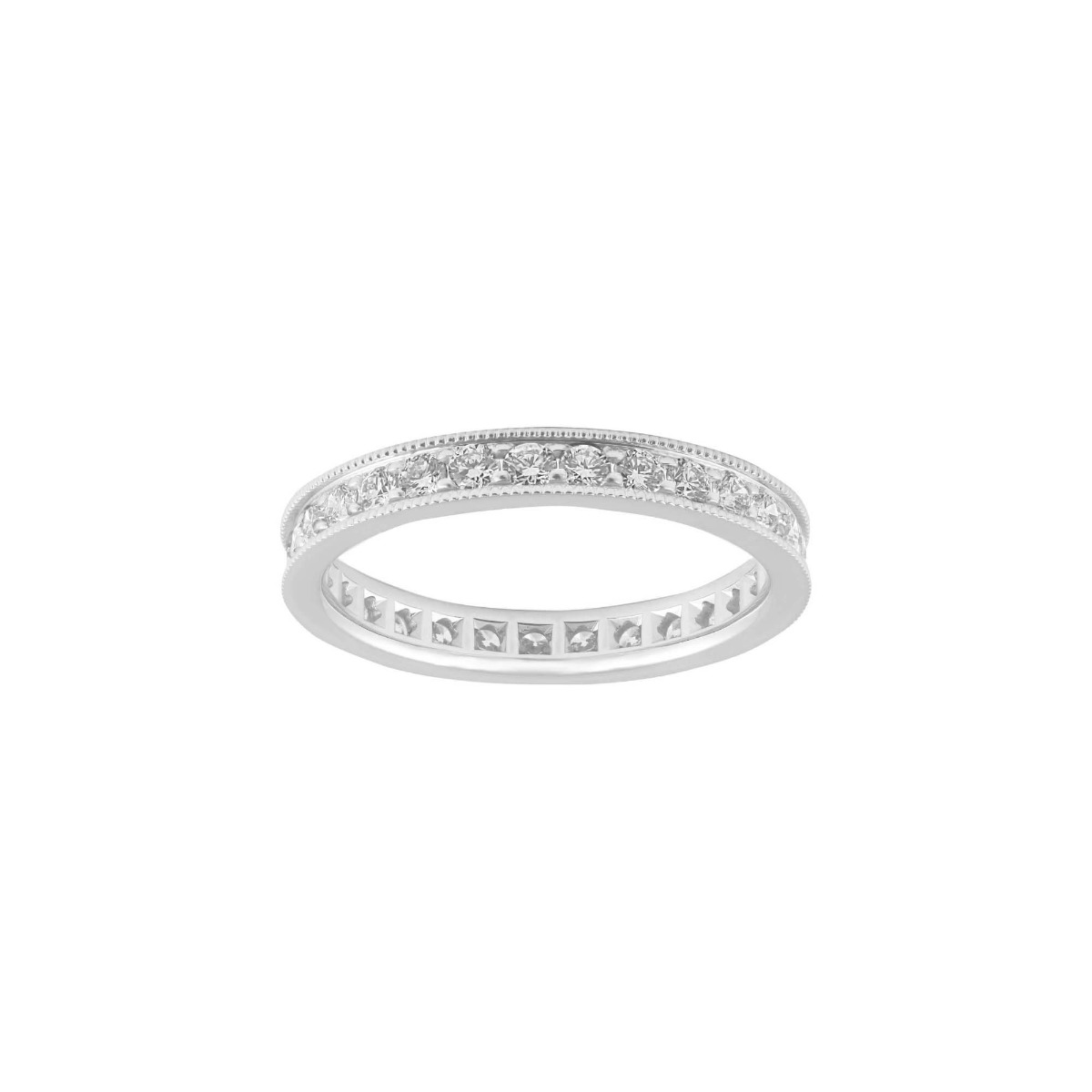 TWO by London 18k White Gold Single Row Small Diamond Milgrain Eternity Band