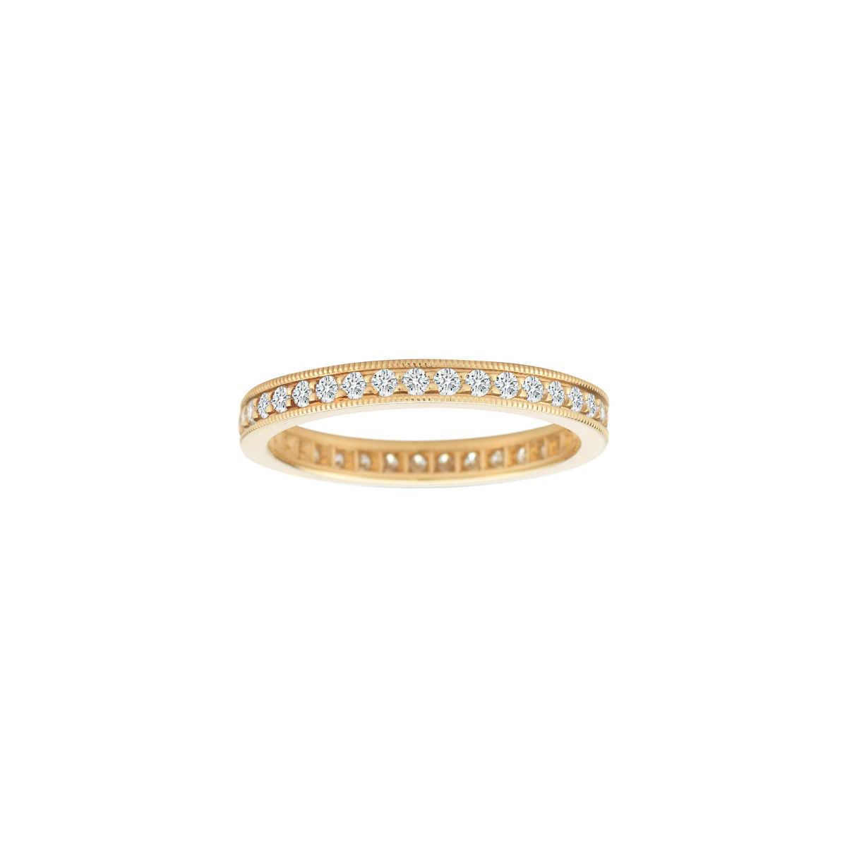 TWO by London 18k Yellow Gold Diamond Milgrain Eternity Band