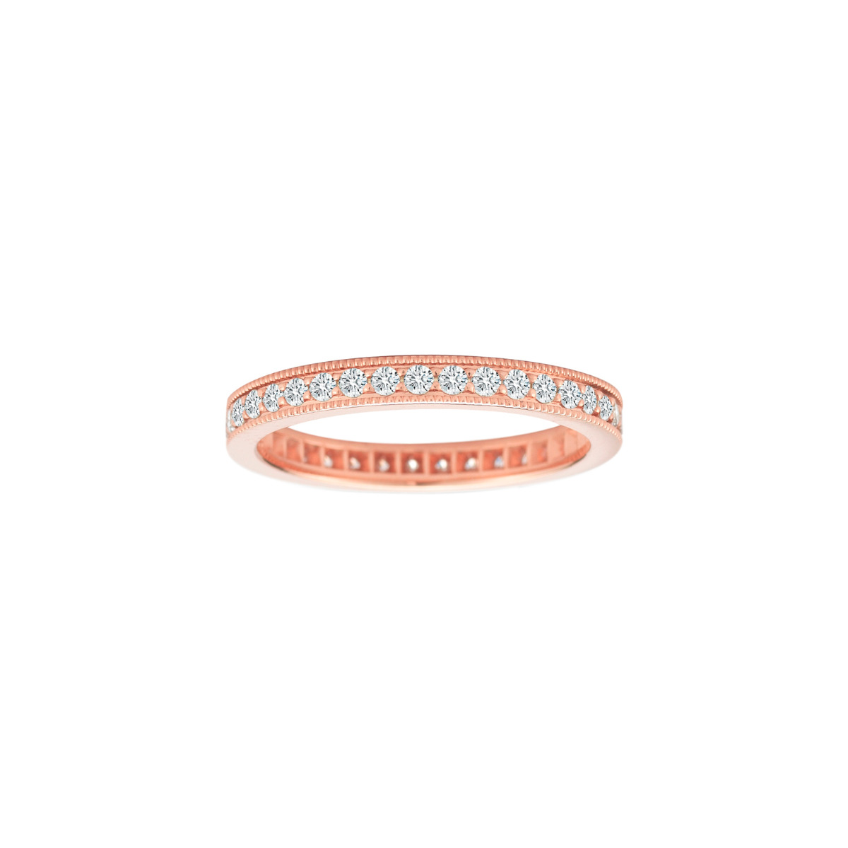 TWO by London 18k Rose Gold Diamond Milgrain Eternity Band