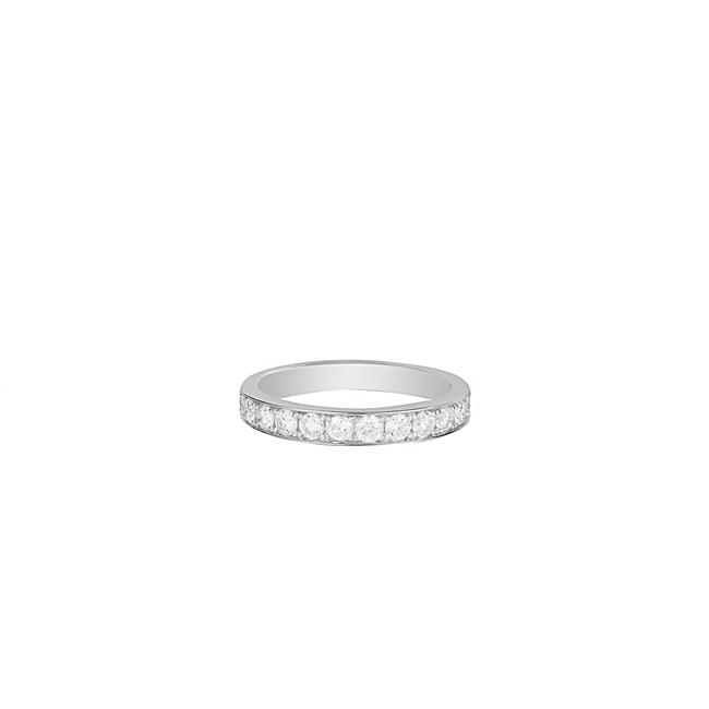 Henri Daussi 14k White Gold One Row Pave Diamond Half Band