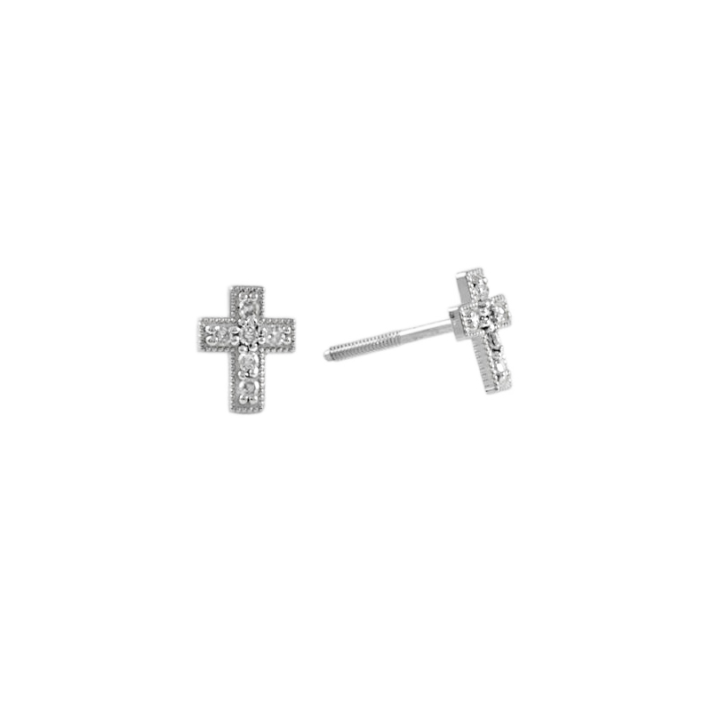 London Collection 14k Baby Cross Stud Earrings